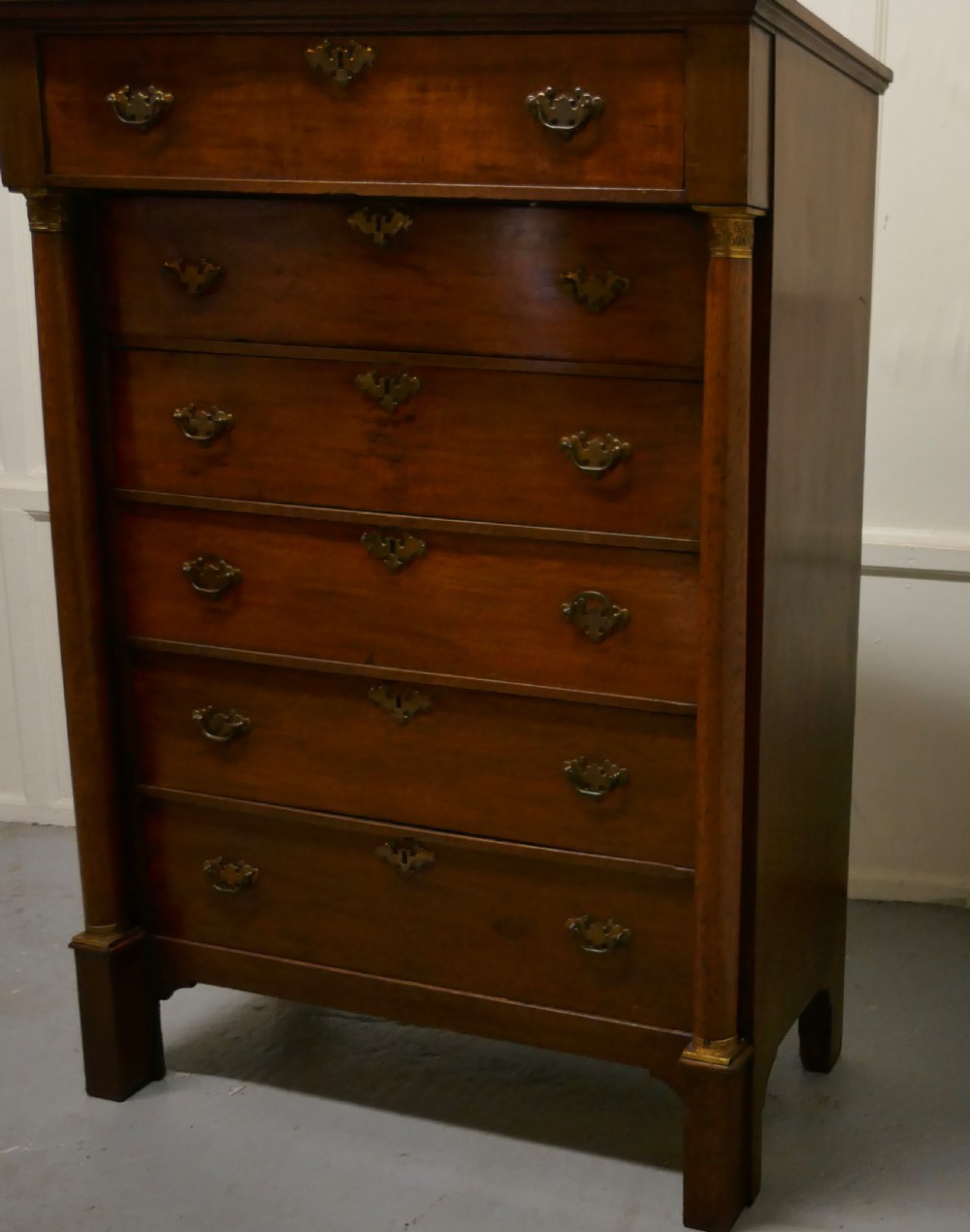 19th Century Tall 6 Drawer Oak Chest of Drawers  View V