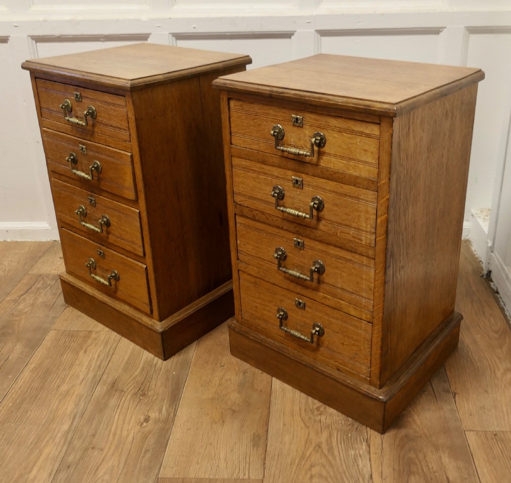 A Pair of Arts and Crafts 4 Drawer Chest of Drawers, Night Tables View III