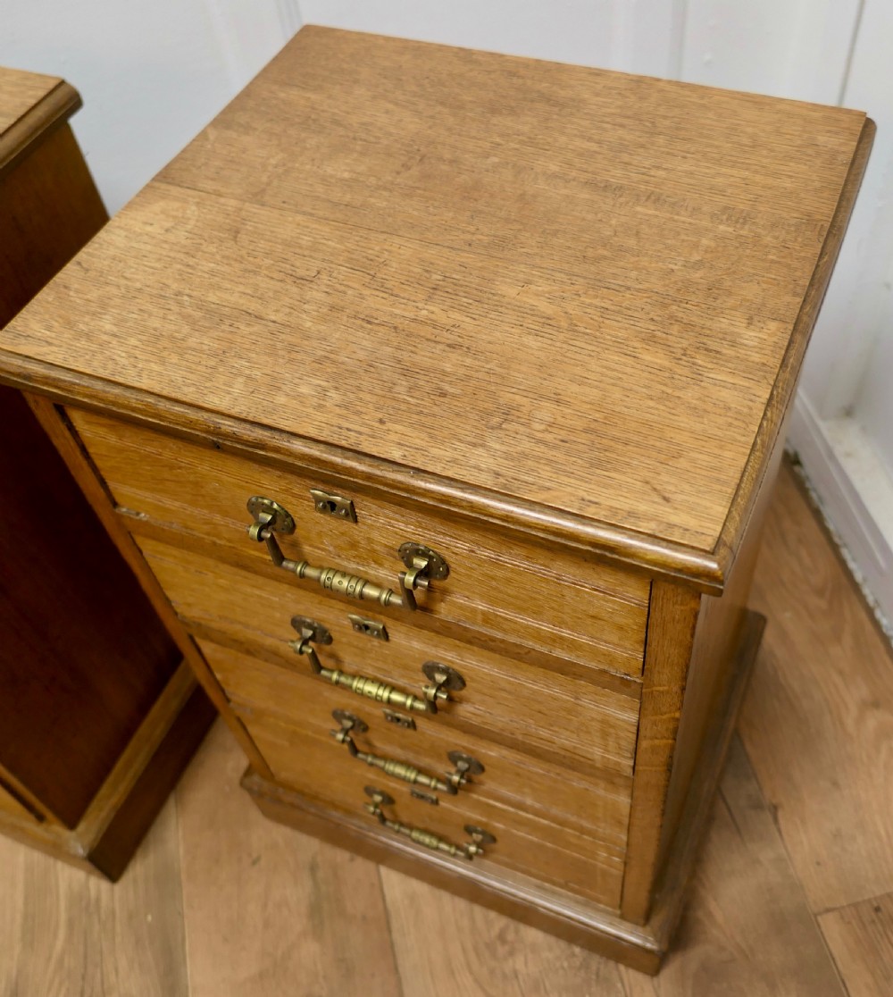 A Pair of Arts and Crafts 4 Drawer Chest of Drawers, Night Tables View IV