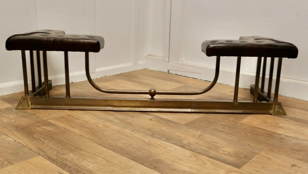 19th Century Brass and Leather Club Fender