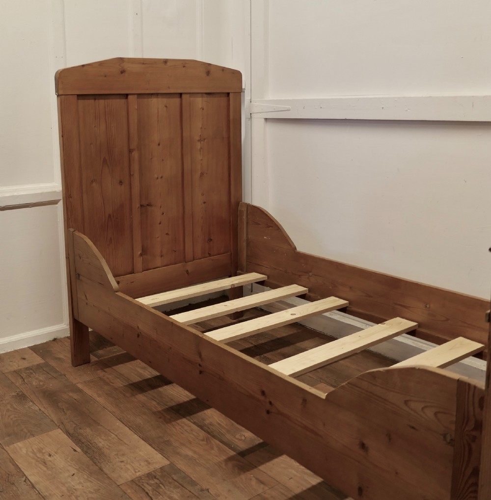 A 19th Century French Rustic Pine Single Sleigh Bed View II