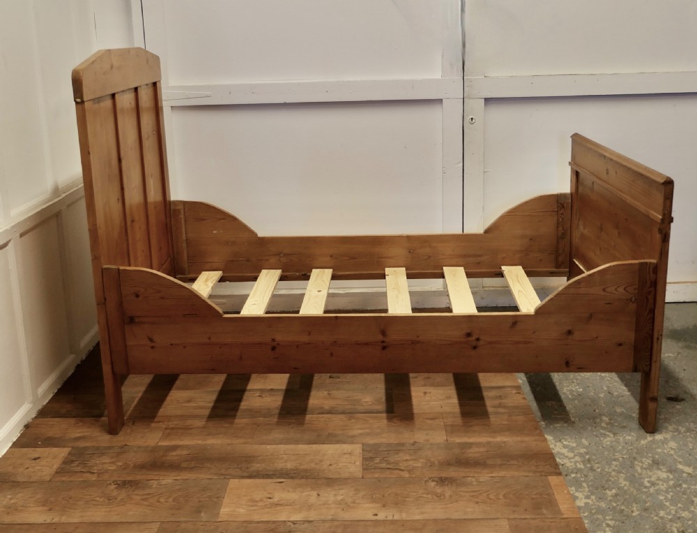 A 19th Century French Rustic Pine Single Sleigh Bed View IV