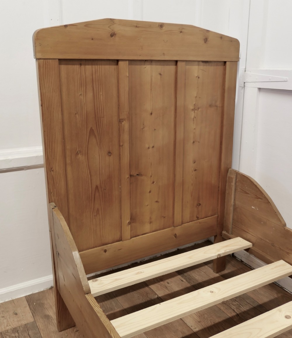 A 19th Century French Rustic Pine Single Sleigh Bed View V
