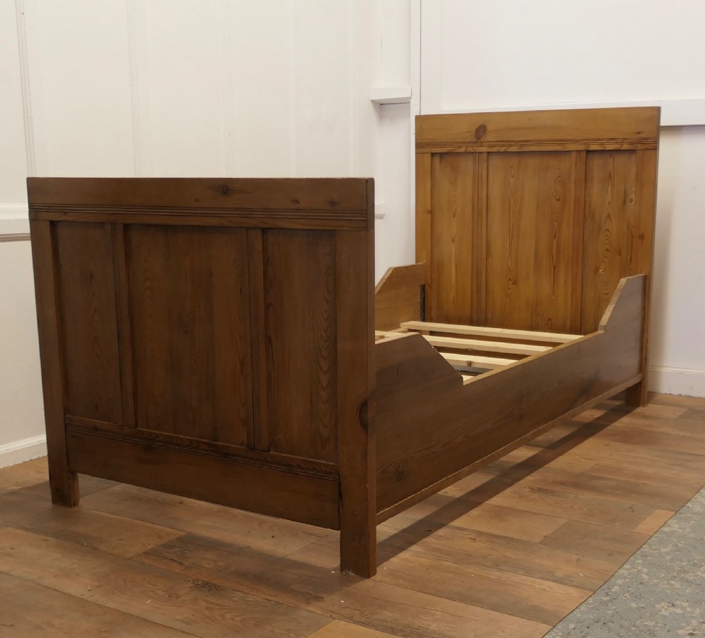 A 19th Century French Rustic Pine Single Sleigh Bed