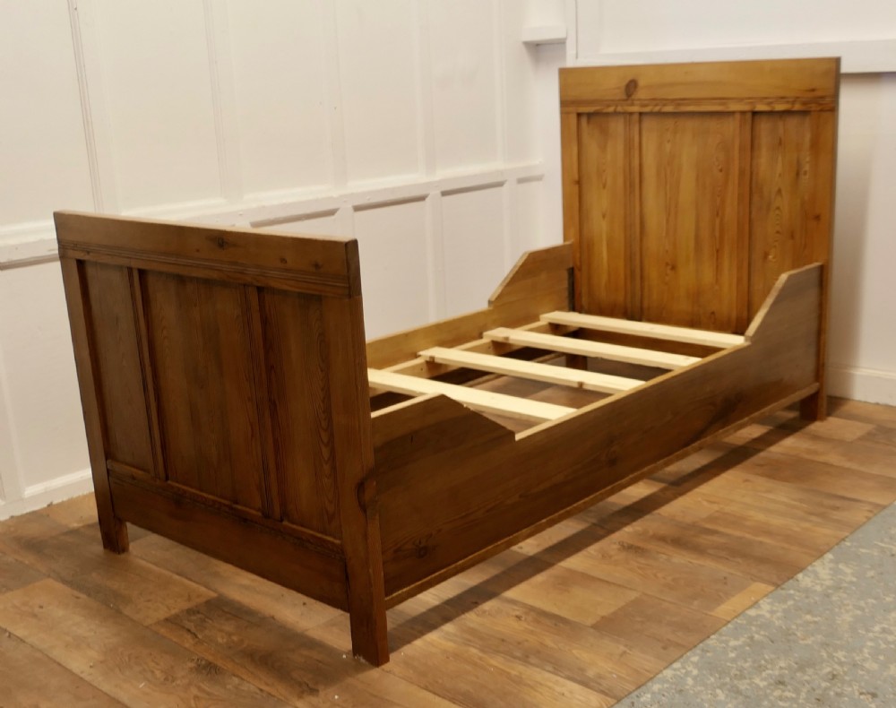 A 19th Century French Rustic Pine Single Sleigh Bed View III