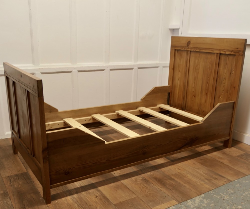 A 19th Century French Rustic Pine Single Sleigh Bed View VI