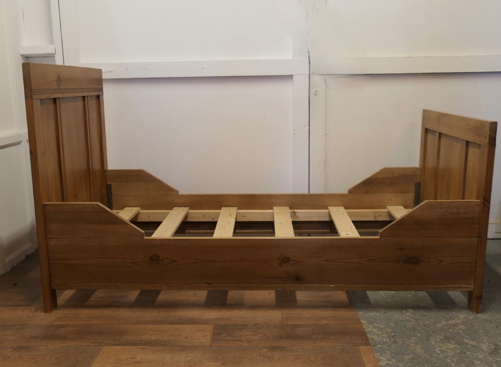 A 19th Century French Rustic Pine Single Sleigh Bed View VII
