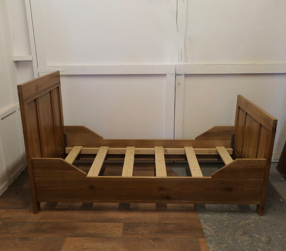 A 19th Century French Rustic Pine Single Sleigh Bed View VIII