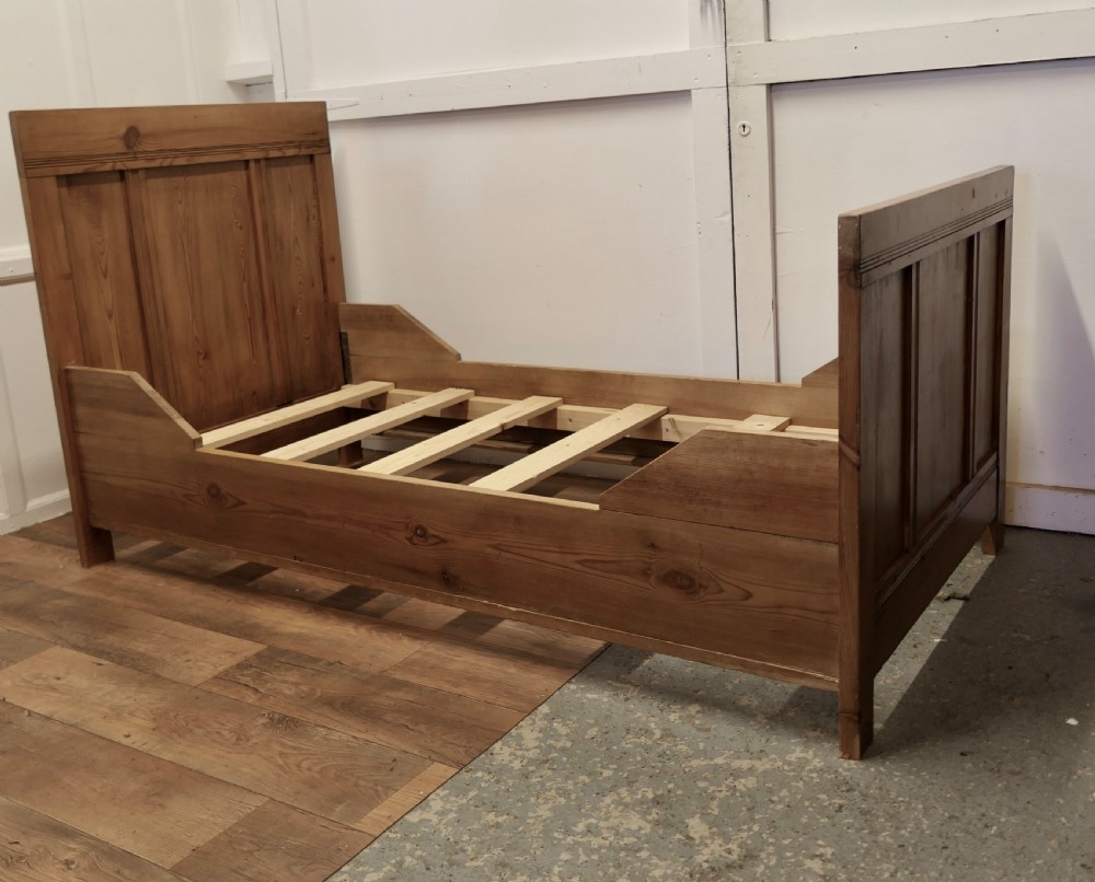 A 19th Century French Rustic Pine Single Sleigh Bed View IX