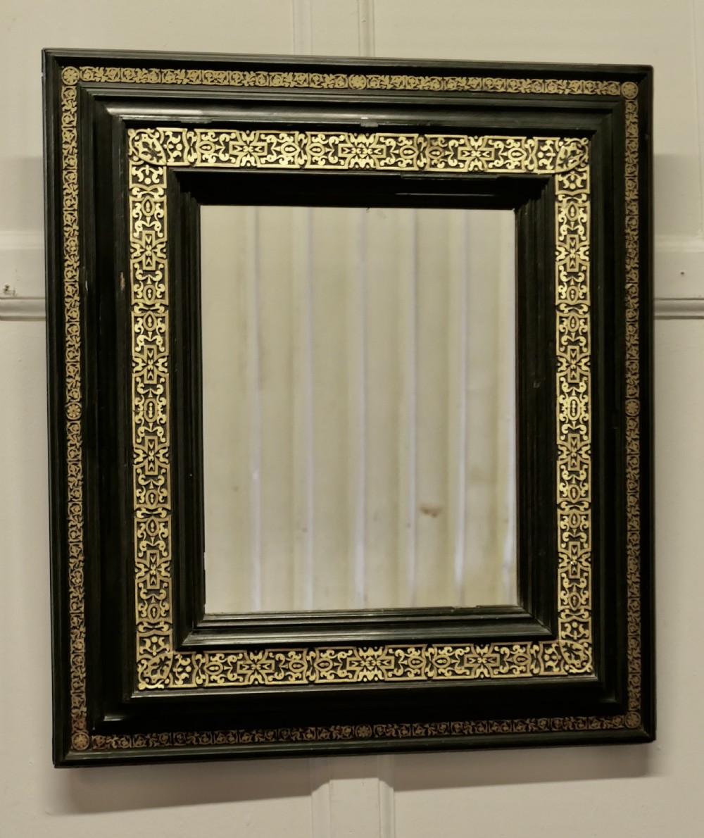 Stunning French Empire Gilt Brass and Black Lacquer Wall Mirror