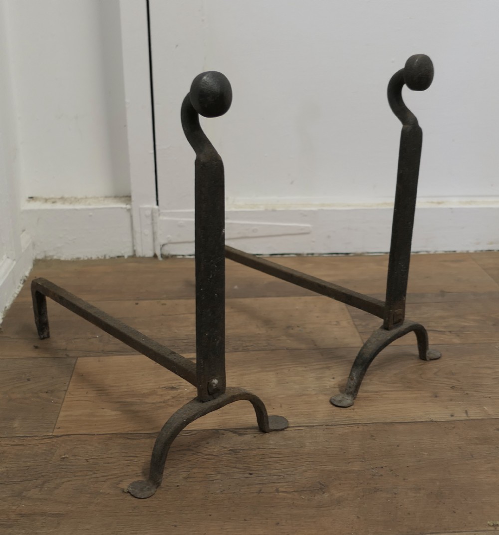 A Pair of Early 19th Century Inglenook Fire Andirons View IV