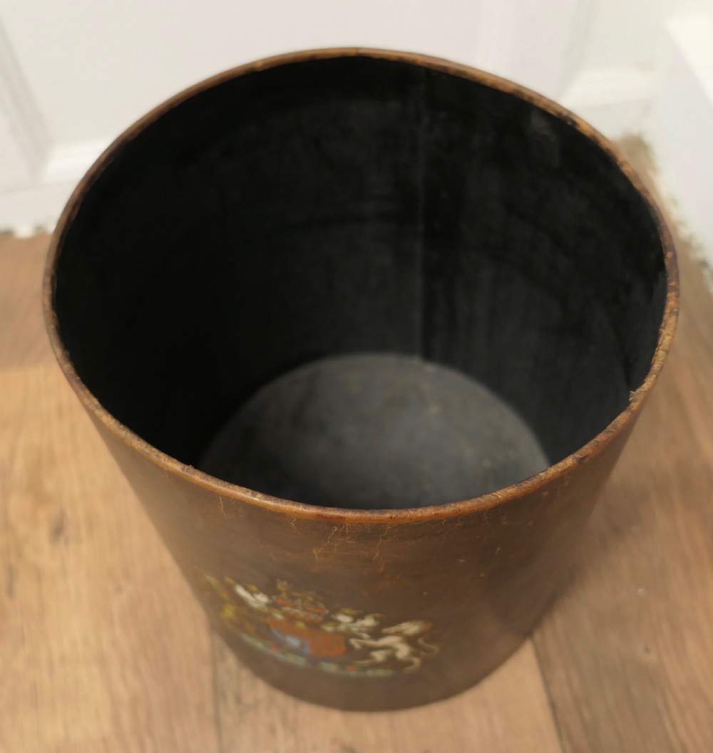 Leather Coat of Arms Waste Paper Basket View V