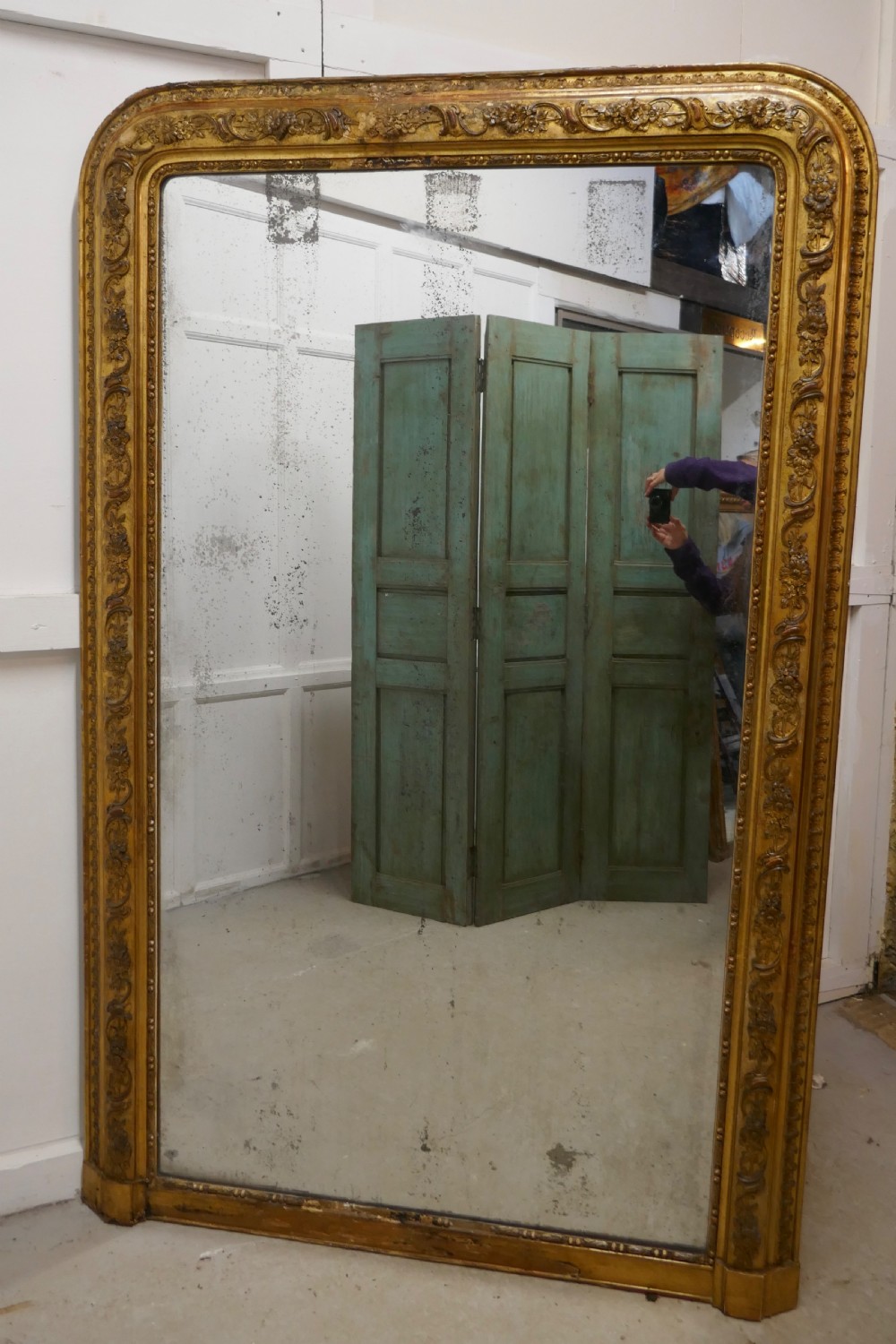Very Large French 19th Century Louis Philippe Gold Mirror View II