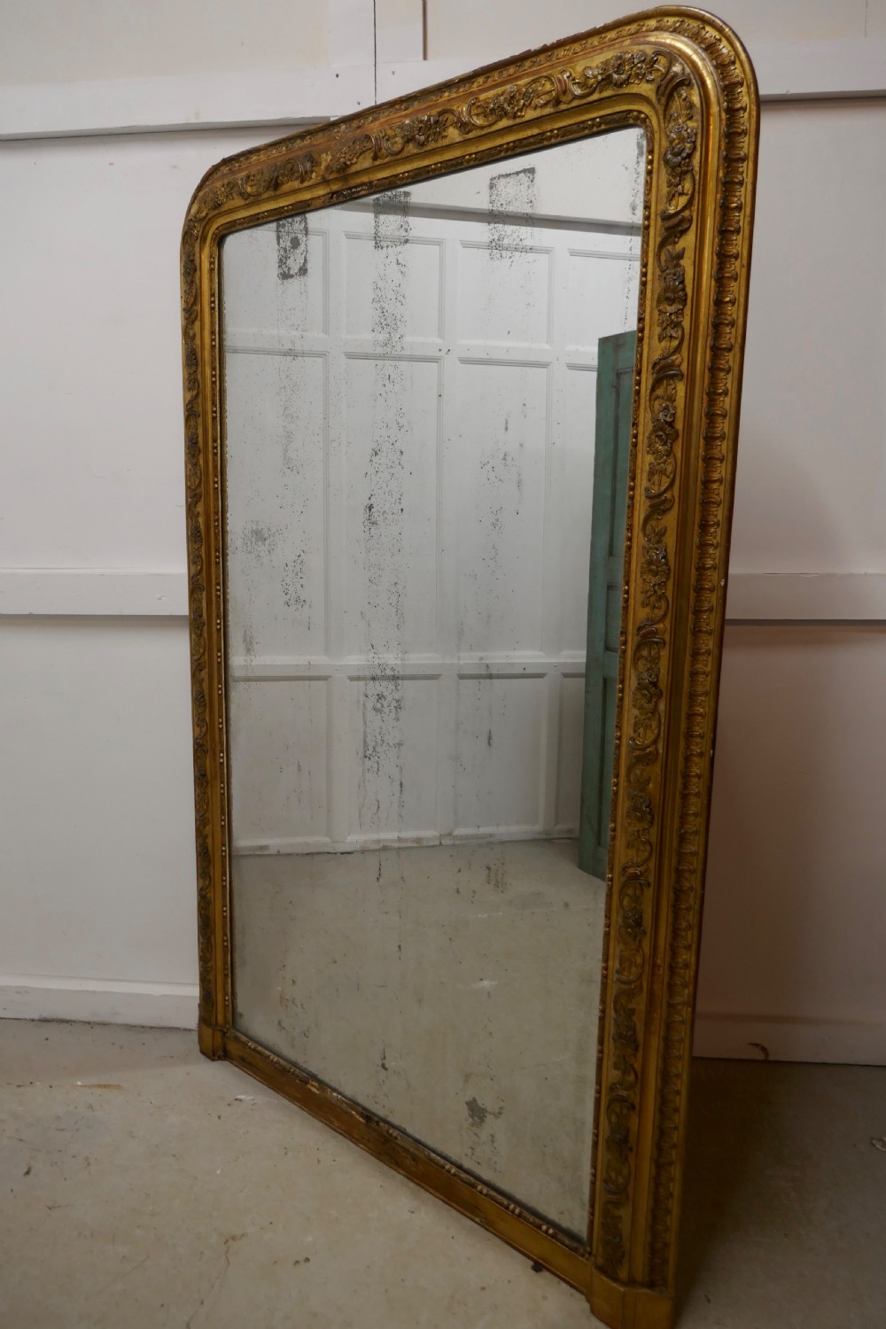 Very Large French 19th Century Louis Philippe Gold Mirror View V