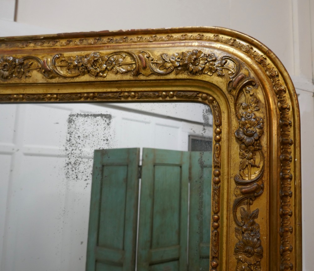 Very Large French 19th Century Louis Philippe Gold Mirror View IX