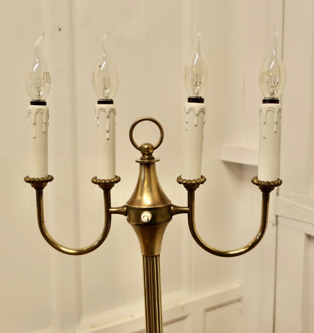 Arts and Crafts Brass Candelabra Floor Lamp, Standard Lamp View VI