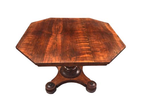 ANTIQUE WILLIAM V HEXAGANOL ROSEWOOD DINING TABLE