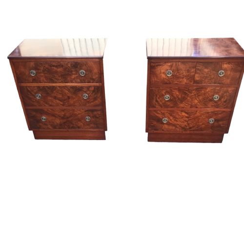 PAIR OF ANTIQUE EDWARDIAN BURR WALNUT BEDSIDE CHESTS 