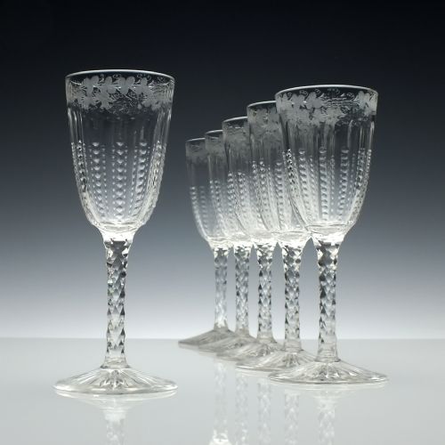 antique victorian engraved wine glass c1890 - CATEGORY: ANTIQUE GLASS - DATED VICTORIAN