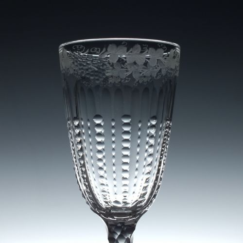 ANTIQUE VICTORIAN ENGRAVED WINE GLASS C1890 - ADDITIONAL PHOTO 2
