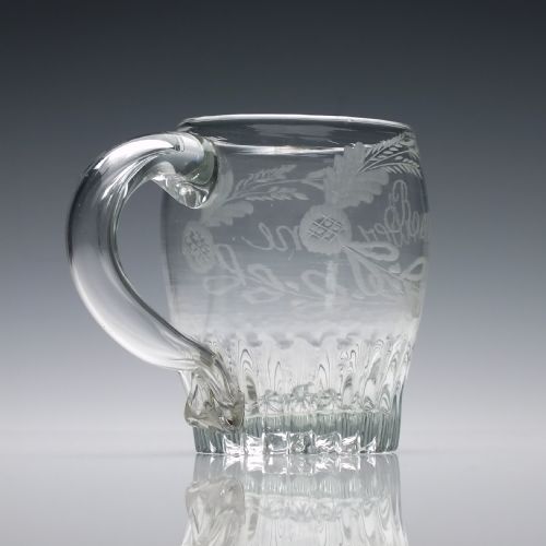 ENGRAVED 19TH CENTURY DUTCH GLASS TANKARD C1810 - ADDITIONAL PHOTO 4