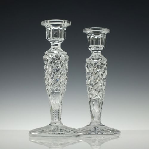 PAIR OF EARLY 20TH CENTURY CRYSTAL GLASS CANDLESTICKS C1900 - ADDITIONAL PHOTO 2