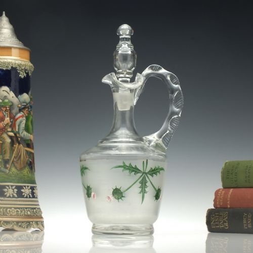 enamelled 19th century victorian glass claret jug c1880 - CATEGORY: ANTIQUE GLASS - DATED 1880
