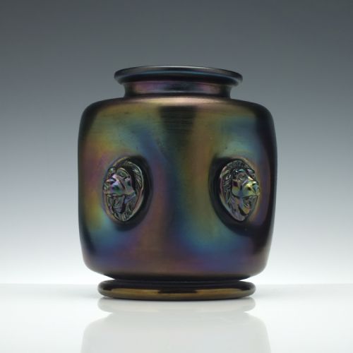 rare thomas webb bronze lion mask glass vase c1880 - CATEGORY: ANTIQUE GLASS - DATED 1880
