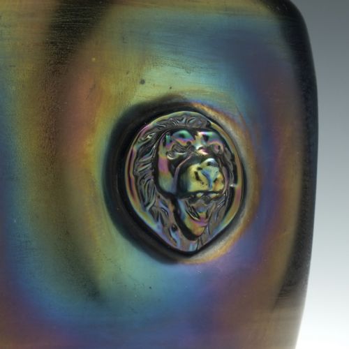 RARE THOMAS WEBB BRONZE LION MASK GLASS VASE C1880 - ADDITIONAL PHOTO 3