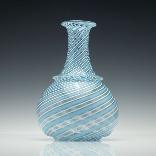 victorian blue and white nailsea type trailed glass wine carafe c1845 - CATEGORY: ANTIQUE GLASS - DATED 1850