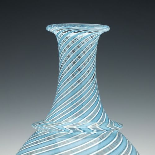 VICTORIAN BLUE AND WHITE NAILSEA TYPE TRAILED GLASS WINE CARAFE C1845 - ADDITIONAL PHOTO 2
