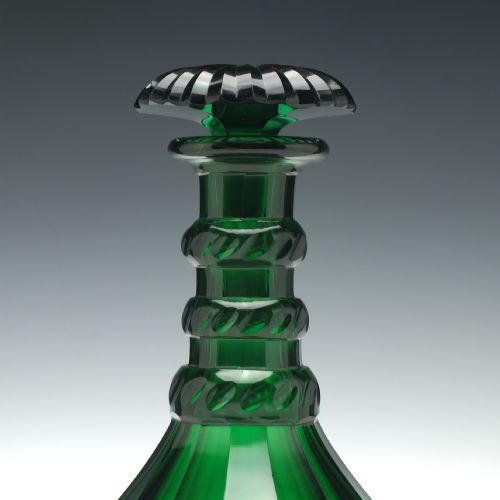 PAIR OF GEORGE V GREEN GLASS SHIP DECANTERS C1920 - ADDITIONAL PHOTO 2