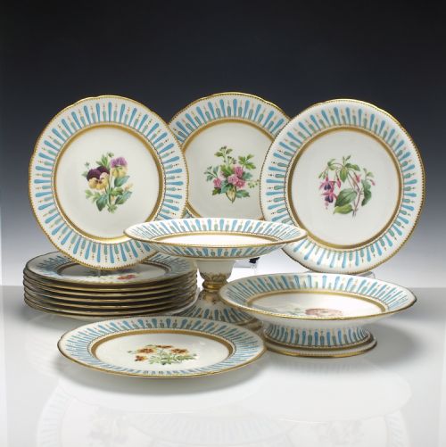 hand painted minton botanical dessert service c1880 - CATEGORY: ANTIQUE CERAMICS - DATED 1880