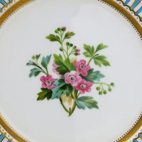 HAND PAINTED MINTON BOTANICAL DESSERT SERVICE C1880 - ADDITIONAL PHOTO 2