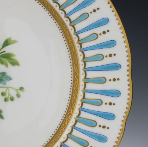 HAND PAINTED MINTON BOTANICAL DESSERT SERVICE C1880 - ADDITIONAL PHOTO 3
