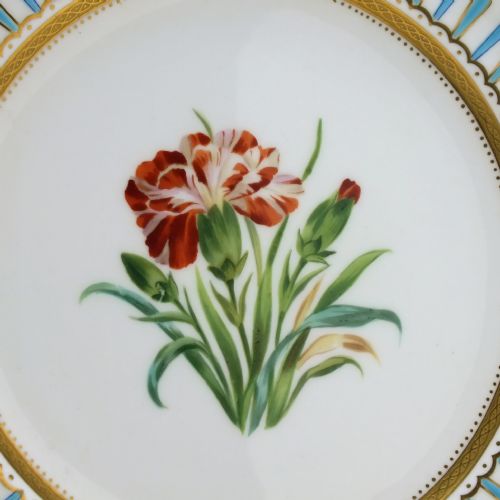 HAND PAINTED MINTON BOTANICAL DESSERT SERVICE C1880 - ADDITIONAL PHOTO 4
