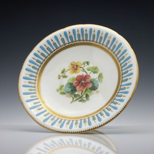 HAND PAINTED MINTON BOTANICAL DESSERT SERVICE C1880 - ADDITIONAL PHOTO 7