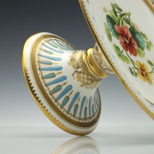 HAND PAINTED MINTON BOTANICAL DESSERT SERVICE C1880 - ADDITIONAL PHOTO 9