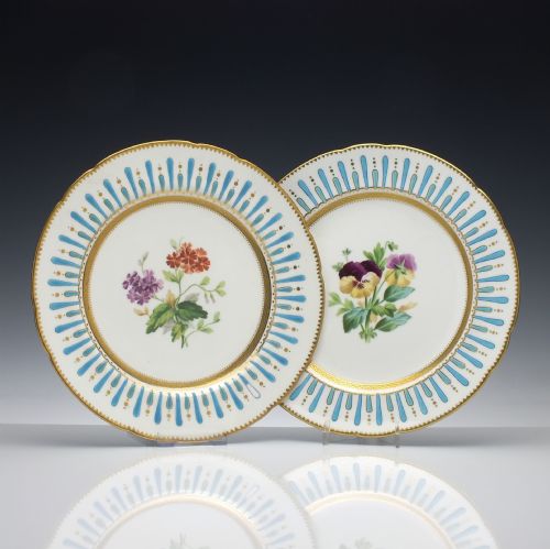 HAND PAINTED MINTON BOTANICAL DESSERT SERVICE C1880 - ADDITIONAL PHOTO 11
