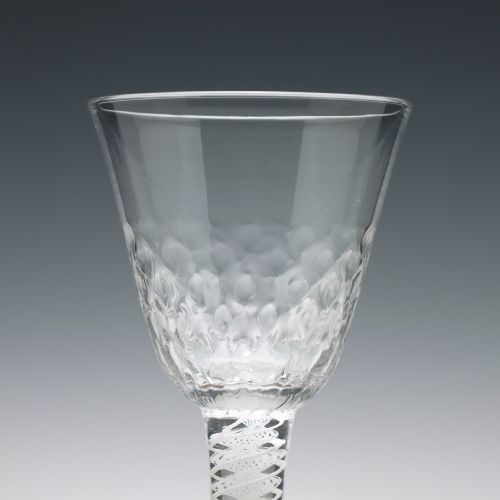 HONEYCOMB MOULDED GEORGIAN OPAQUE TWIST WINE GLASS C1760 - ADDITIONAL PHOTO 1