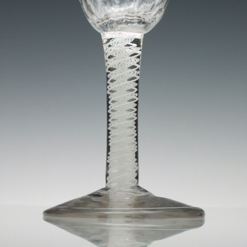 HONEYCOMB MOULDED GEORGIAN OPAQUE TWIST WINE GLASS C1760 - ADDITIONAL PHOTO 2