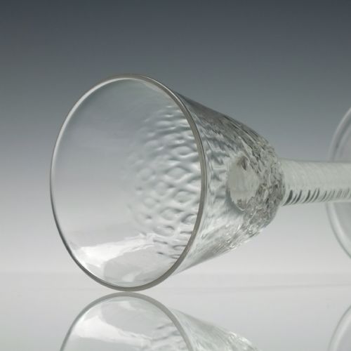 HONEYCOMB MOULDED GEORGIAN OPAQUE TWIST WINE GLASS C1760 - ADDITIONAL PHOTO 4