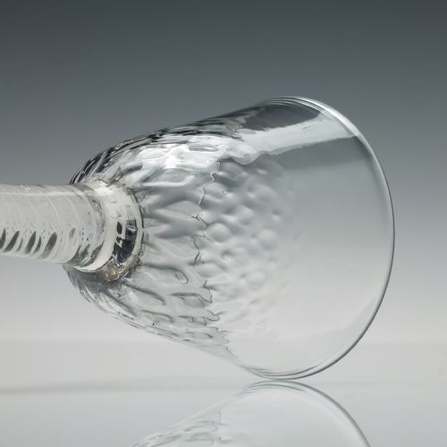 HONEYCOMB MOULDED GEORGIAN OPAQUE TWIST WINE GLASS C1760 - ADDITIONAL PHOTO 5