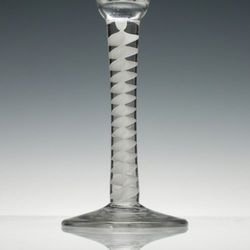 RARE 'IRISH' VOLUNTEER OPAQUE TWIST CORDIAL GLASS C1760 - ADDITIONAL PHOTO 4