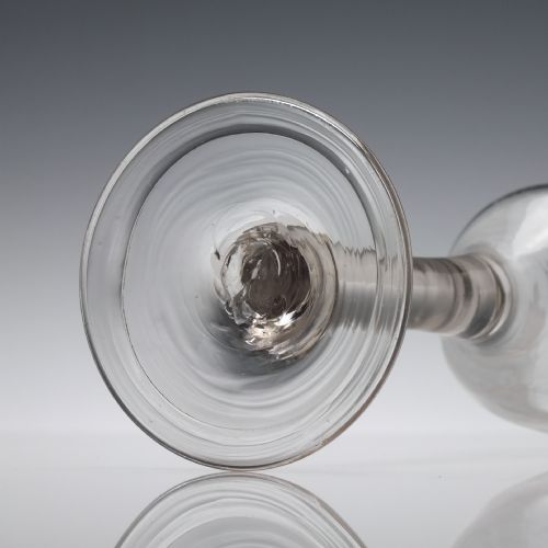 RARE ENGRAVED 18TH CENTURY PLAIN STEM ALE OR WINE GLASS C1740 - ADDITIONAL PHOTO 5