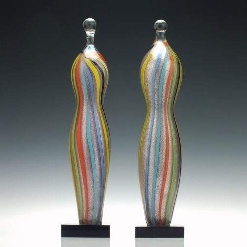 a rare pair of venetian glass hat stands sculptures - CATEGORY: ANTIQUE GLASS - DATED 1930