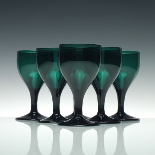 six antique bristol green wine glasses c1810 - CATEGORY: ANTIQUE GLASS - DATED 1800