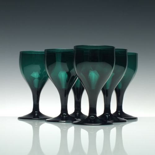 SIX ANTIQUE BRISTOL GREEN WINE GLASSES C1810 - ADDITIONAL PHOTO 1