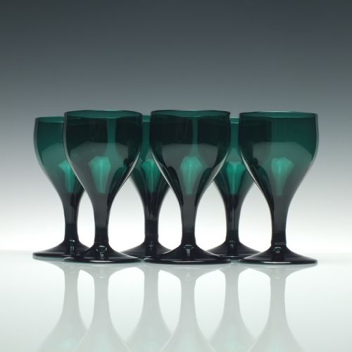SIX ANTIQUE BRISTOL GREEN WINE GLASSES C1810 - ADDITIONAL PHOTO 2