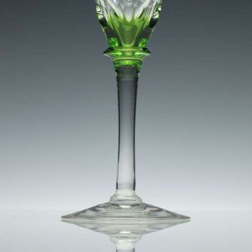 SET OF SIX JOHN WALSH CUT AND ENGRAVED GREEN WINE GLASSES C1930 - ADDITIONAL PHOTO 4